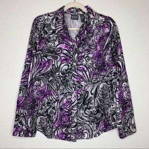 Chico’s Size Large Purple Paisley Button Down Women’s Shirt